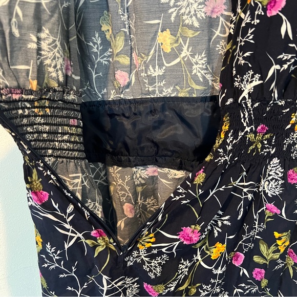 Vintage Karin Stevens Floral Short Sleeve Midi Dress Button Middle Puff Sleeve - Picture 13 of 14